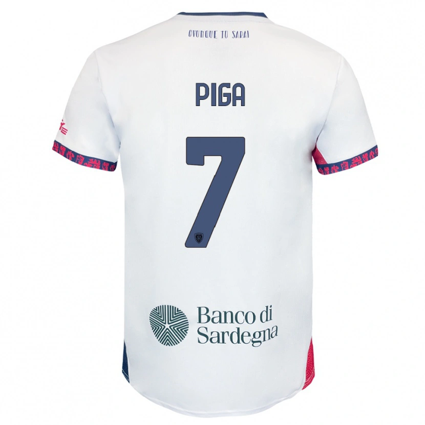 Danxen Børn Renato Piga #7 Hvid Navy Rød Udebane Spillertrøjer 2025/26 Trøje T-Shirt