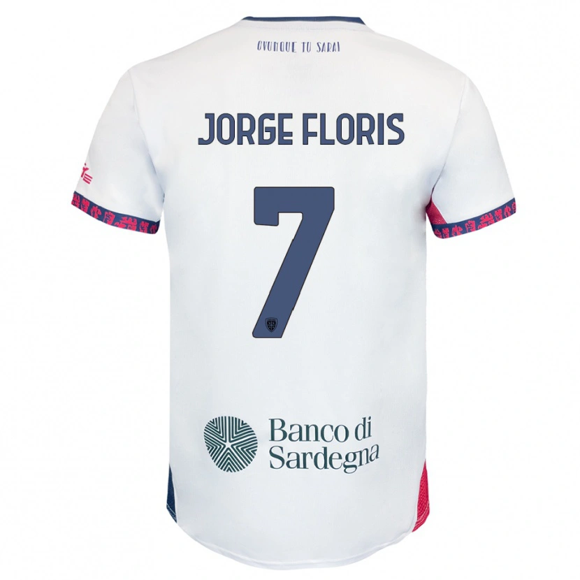 Danxen Børn Nicolò Jorge Floris #7 Hvid Navy Rød Udebane Spillertrøjer 2025/26 Trøje T-Shirt