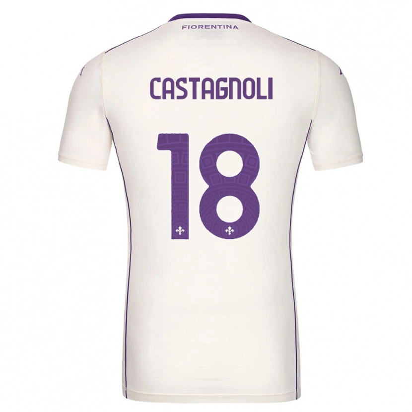 Danxen Børn Filippo Castagnoli #18 Hvid Lilla Rød Udebane Spillertrøjer 2025/26 Trøje T-Shirt