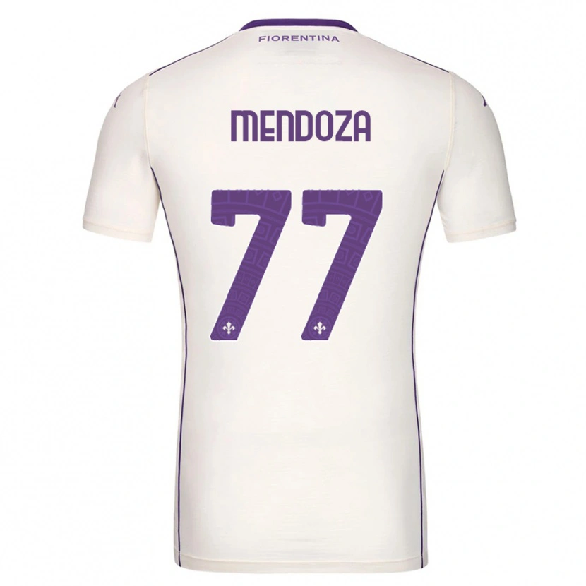 Danxen Børn William Mendoza #77 Hvid Lilla Rød Udebane Spillertrøjer 2025/26 Trøje T-Shirt