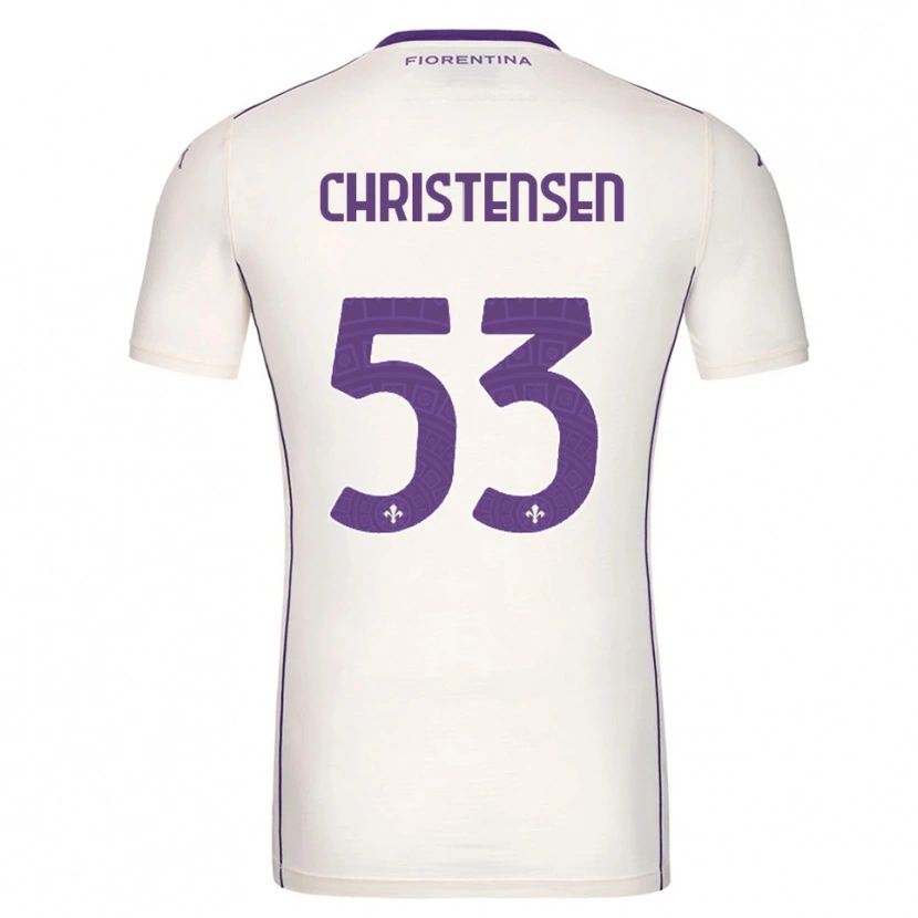 Danxen Børn Oliver Christensen #53 Hvid Lilla Rød Udebane Spillertrøjer 2025/26 Trøje T-Shirt