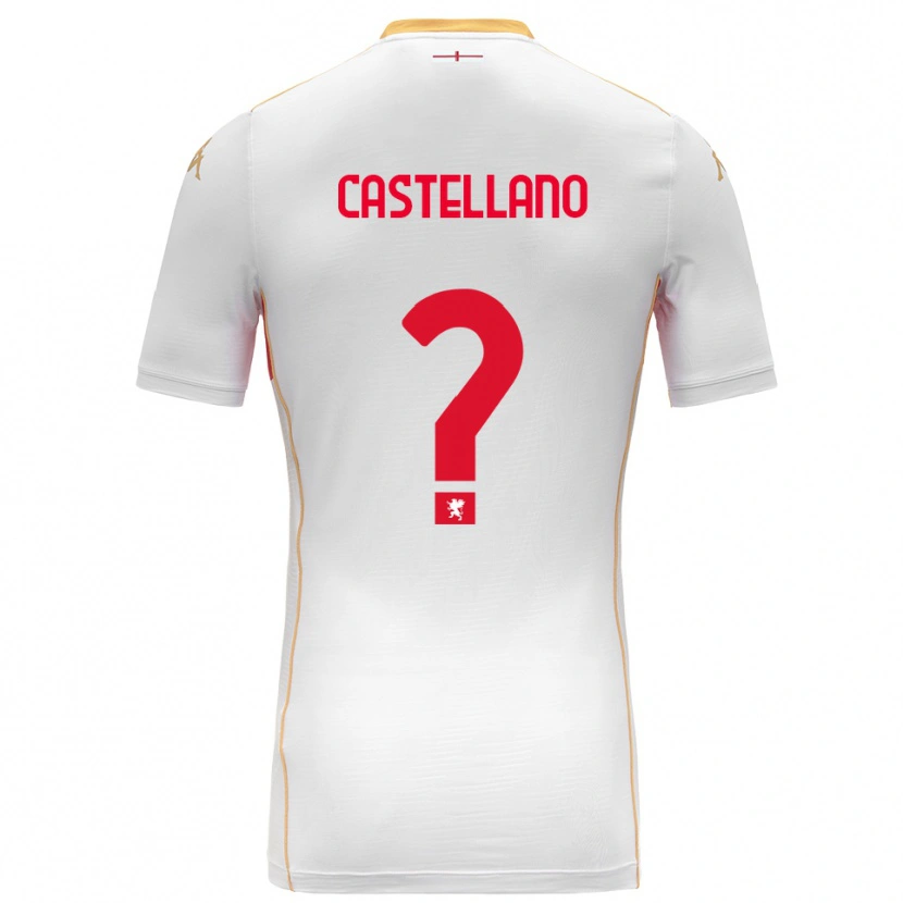 Danxen Børn Cristiano Castellano #0 Hvid Rød Udebane Spillertrøjer 2025/26 Trøje T-Shirt