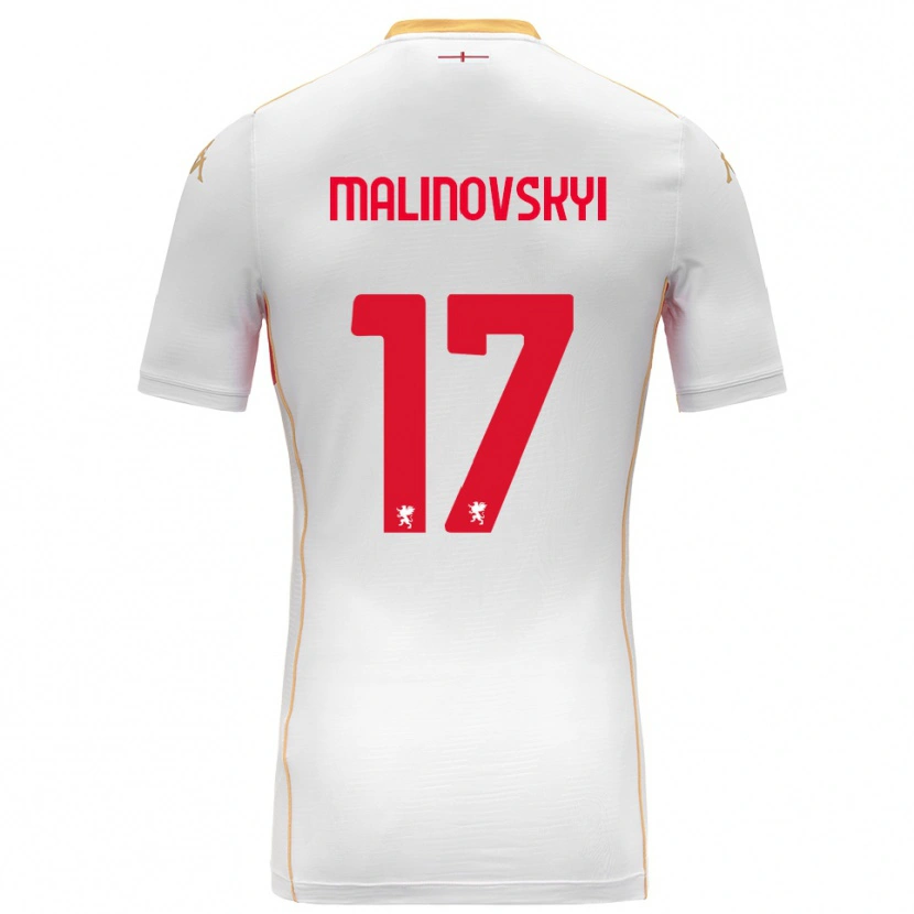 Danxen Børn Ruslan Malinovskyi #17 Hvid Rød Udebane Spillertrøjer 2025/26 Trøje T-Shirt