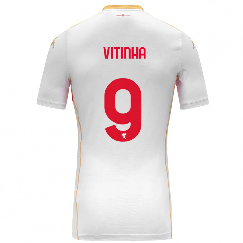 Danxen Børn Vitinha #9 Hvid Rød Udebane Spillertrøjer 2025/26 Trøje T-Shirt