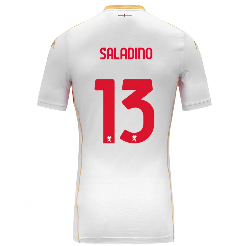Danxen Børn Luca Saladino #13 Hvid Rød Udebane Spillertrøjer 2025/26 Trøje T-Shirt