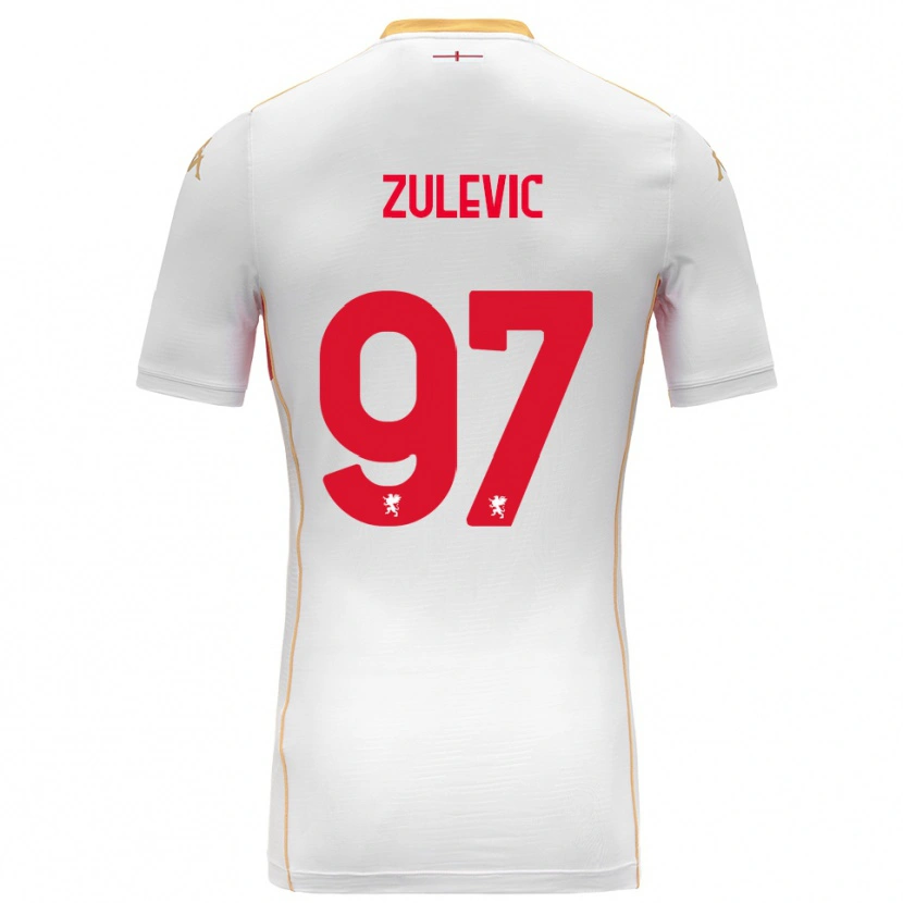 Danxen Børn Adam Zulevic #97 Hvid Rød Udebane Spillertrøjer 2025/26 Trøje T-Shirt