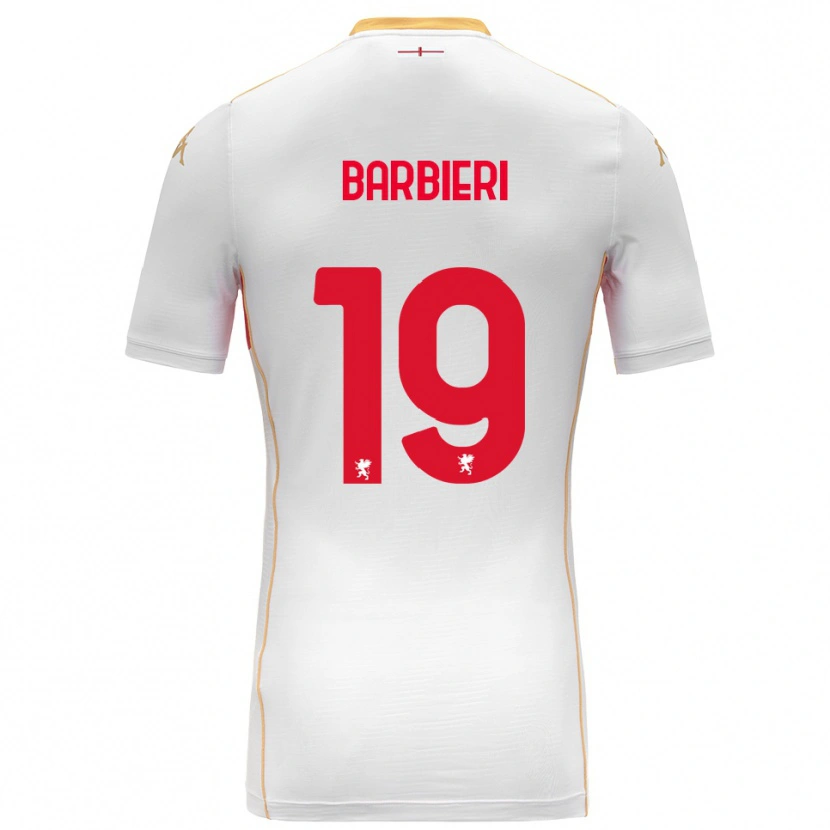 Danxen Børn Filippo Barbieri #19 Hvid Rød Udebane Spillertrøjer 2025/26 Trøje T-Shirt