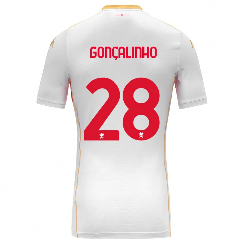 Danxen Børn João Gonçalinho #28 Hvid Rød Udebane Spillertrøjer 2025/26 Trøje T-Shirt