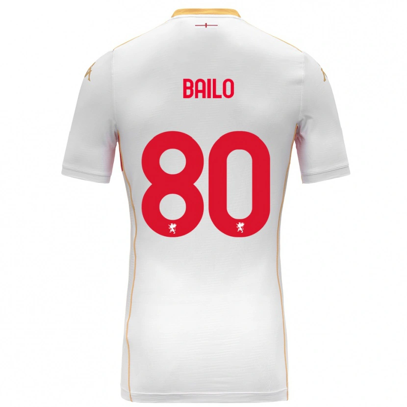 Danxen Børn Giorgio Bailo #80 Hvid Rød Udebane Spillertrøjer 2025/26 Trøje T-Shirt