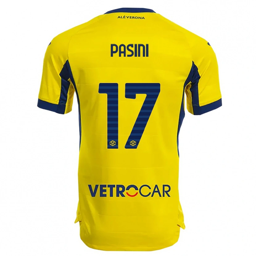 Danxen Børn Veronica Pasini #17 Gul Navy Udebane Spillertrøjer 2025/26 Trøje T-Shirt