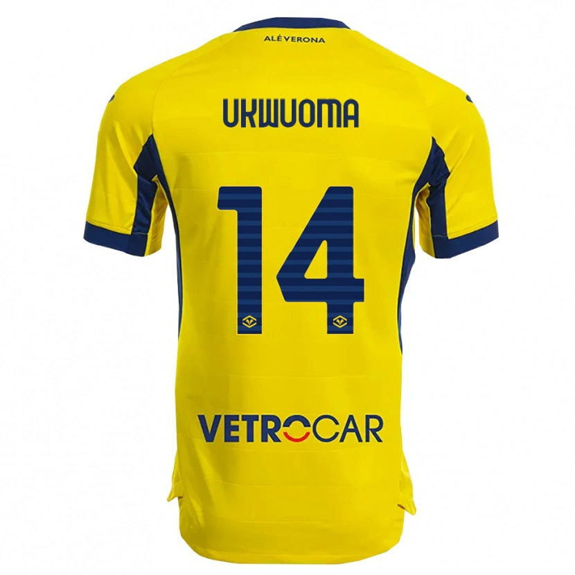 Danxen Børn Bright Ukwuoma #14 Gul Navy Udebane Spillertrøjer 2025/26 Trøje T-Shirt