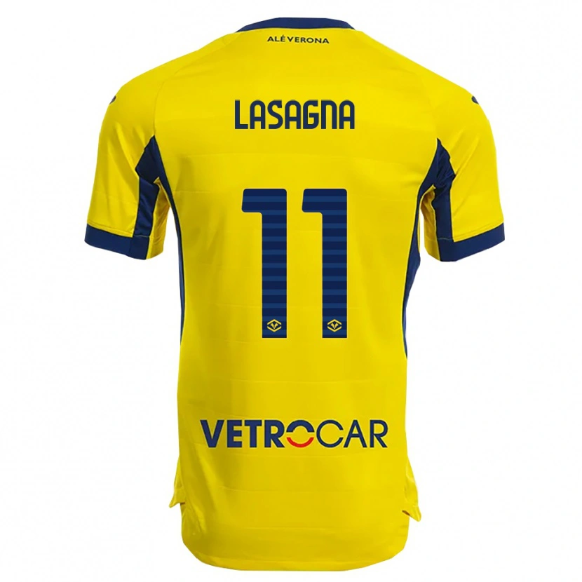 Danxen Børn Kevin Lasagna #11 Gul Navy Udebane Spillertrøjer 2025/26 Trøje T-Shirt