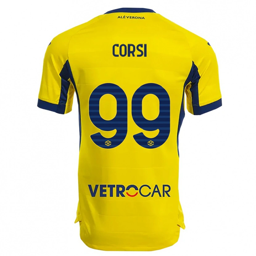 Danxen Børn Sara Corsi #99 Gul Navy Udebane Spillertrøjer 2025/26 Trøje T-Shirt