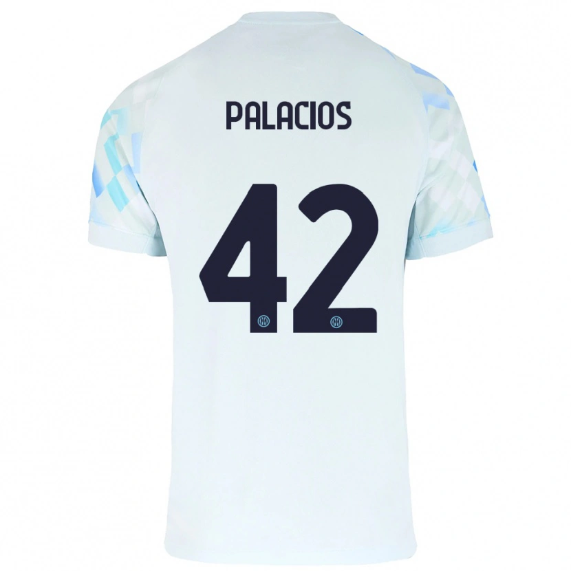 Danxen Børn Tomás Palacios #42 Hvid Blå Udebane Spillertrøjer 2025/26 Trøje T-Shirt