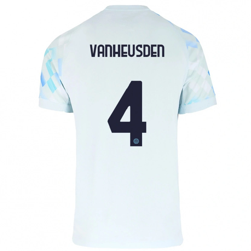 Danxen Børn Zinho Vanheusden #4 Hvid Blå Udebane Spillertrøjer 2025/26 Trøje T-Shirt