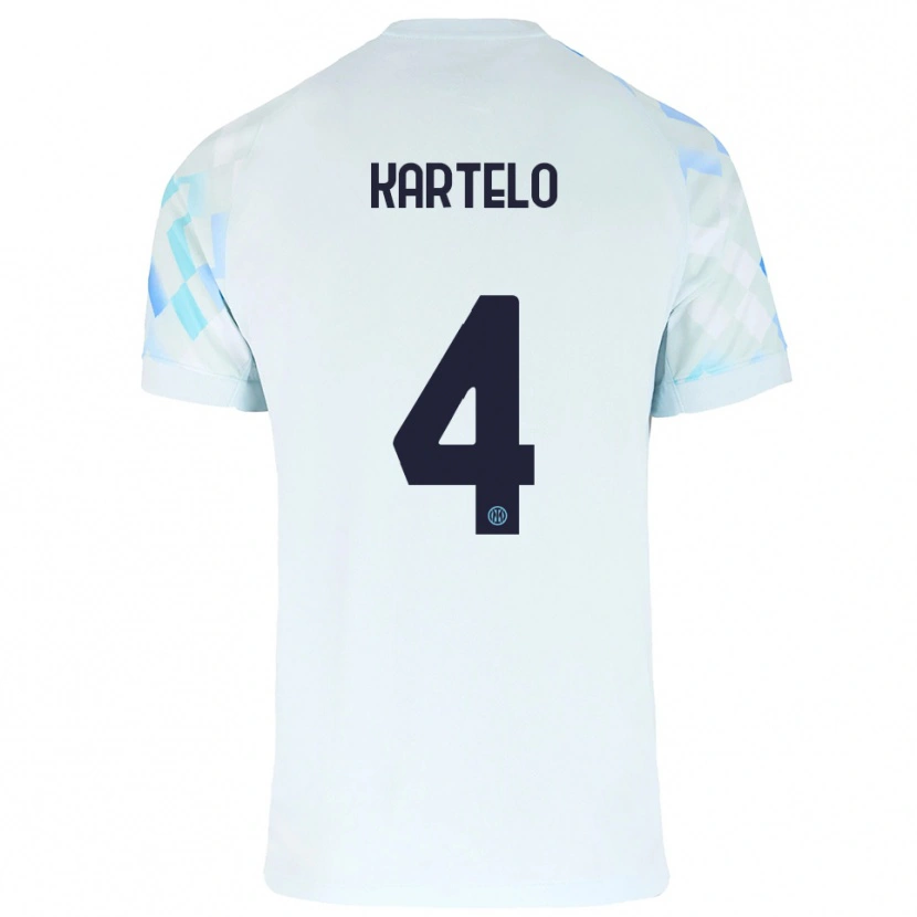 Danxen Børn Dominik Kartelo #4 Hvid Blå Udebane Spillertrøjer 2025/26 Trøje T-Shirt