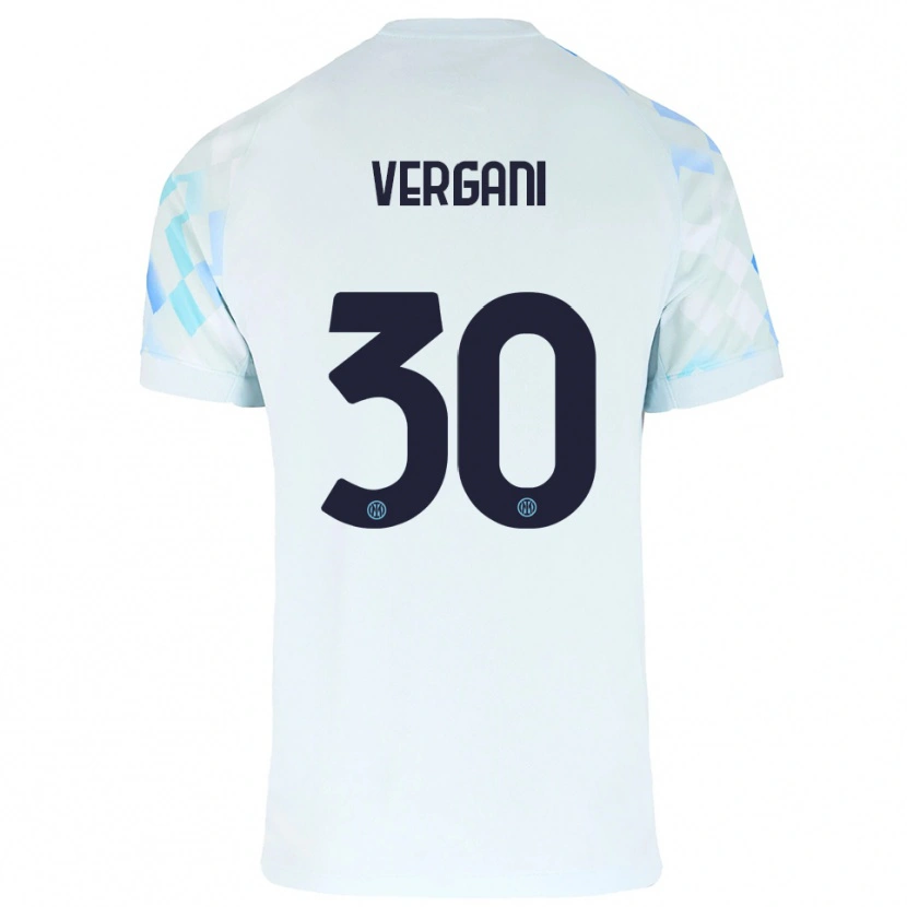Danxen Børn Bianca Vergani #30 Hvid Blå Udebane Spillertrøjer 2025/26 Trøje T-Shirt