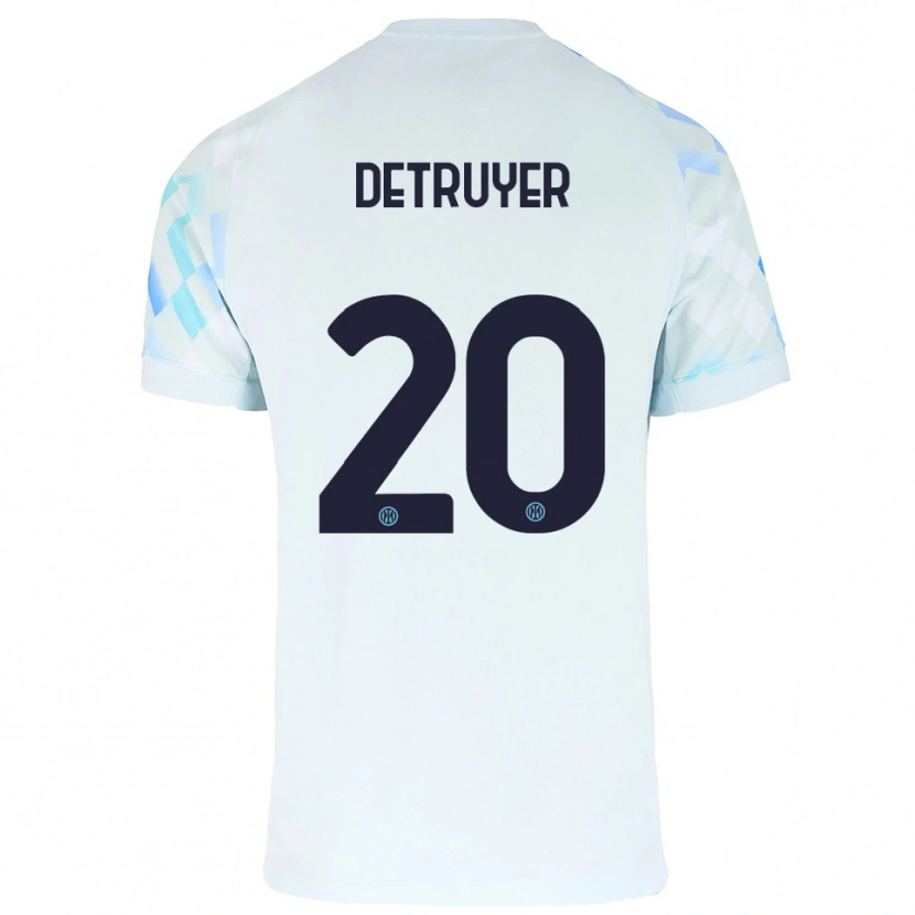 Danxen Børn Marie Detruyer #20 Hvid Blå Udebane Spillertrøjer 2025/26 Trøje T-Shirt