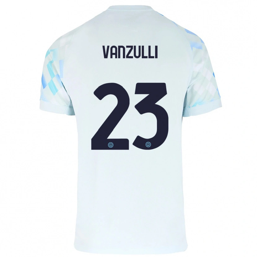 Danxen Børn Marco Vanzulli #23 Hvid Blå Udebane Spillertrøjer 2025/26 Trøje T-Shirt