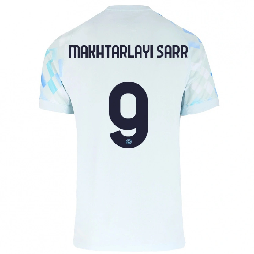 Danxen Børn Amadou Makhtarlayi Sarr #9 Hvid Blå Udebane Spillertrøjer 2025/26 Trøje T-Shirt