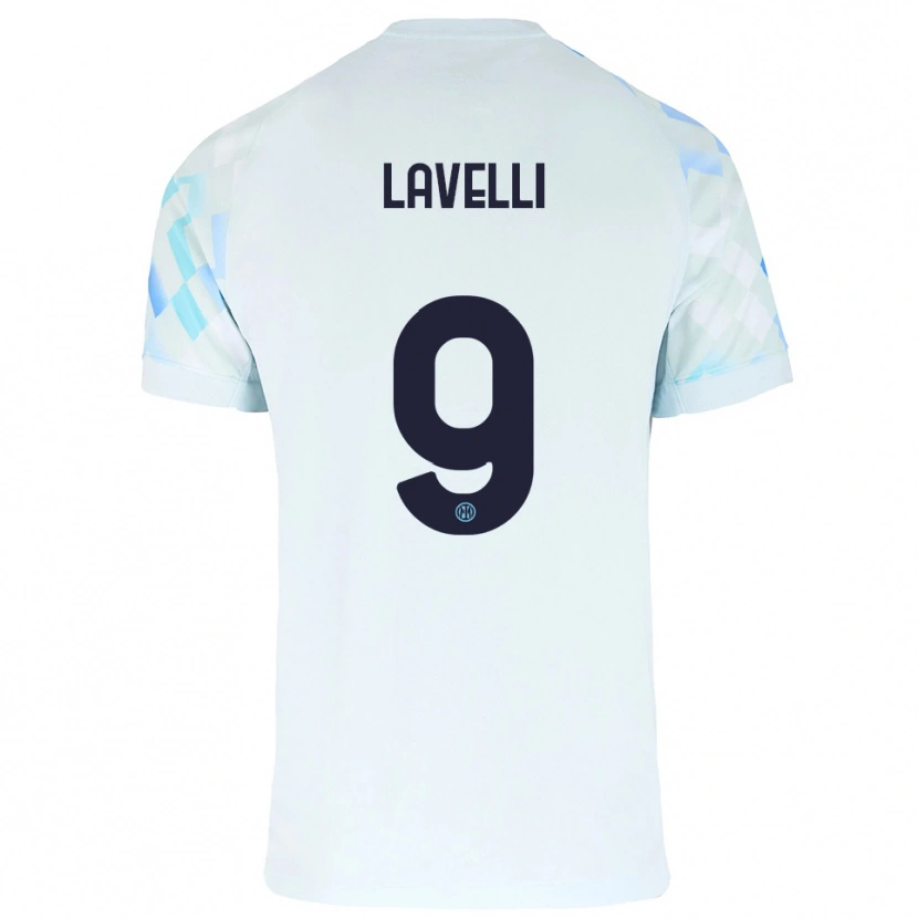 Danxen Børn Matteo Lavelli #9 Hvid Blå Udebane Spillertrøjer 2025/26 Trøje T-Shirt