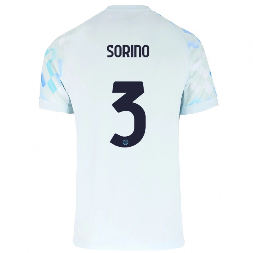 Danxen Børn Davide Sorino #3 Hvid Blå Udebane Spillertrøjer 2025/26 Trøje T-Shirt