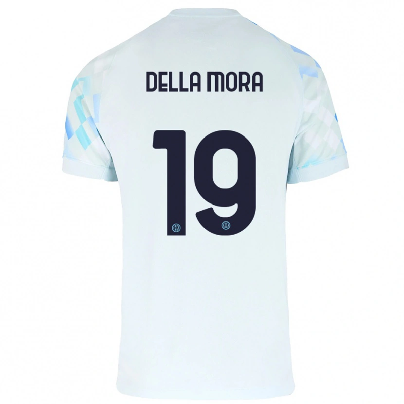 Danxen Børn Tommaso Della Mora #19 Hvid Blå Udebane Spillertrøjer 2025/26 Trøje T-Shirt