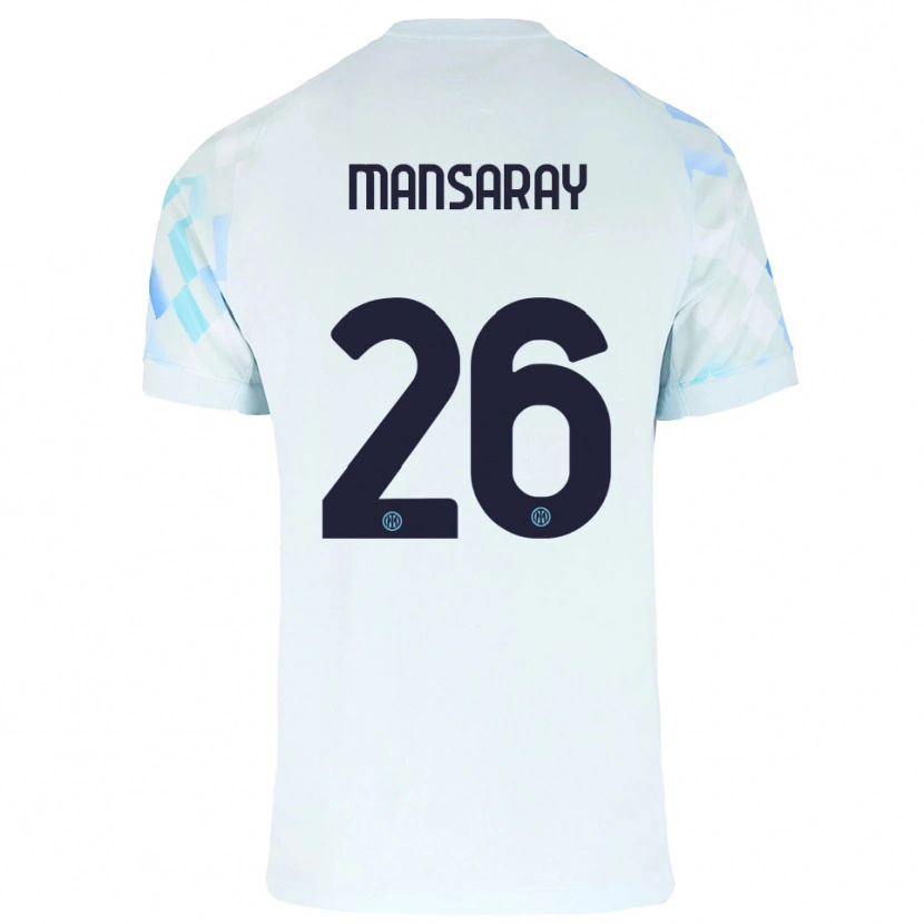 Danxen Børn Jasmin Mansaray #26 Hvid Blå Udebane Spillertrøjer 2025/26 Trøje T-Shirt