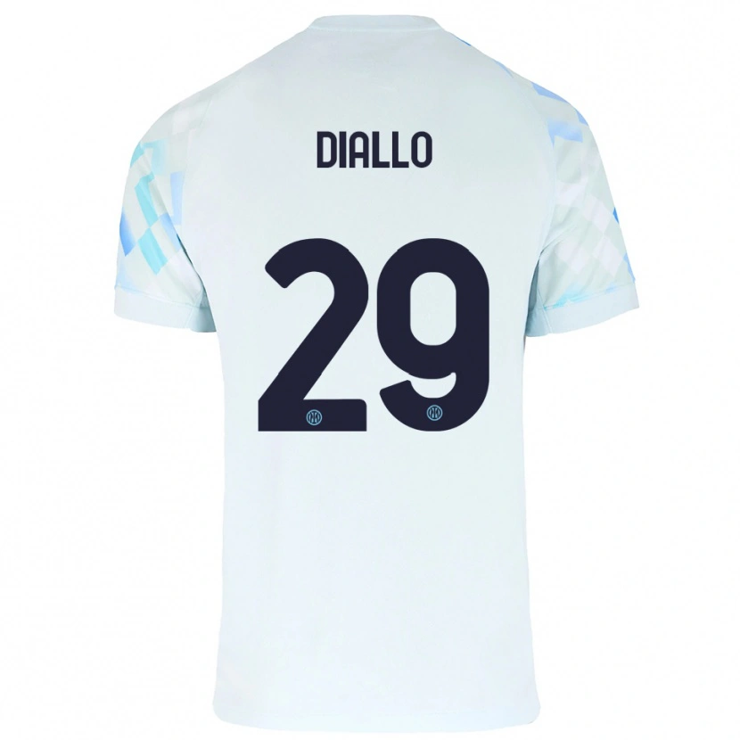 Danxen Børn Oumar Diallo #29 Hvid Blå Udebane Spillertrøjer 2025/26 Trøje T-Shirt