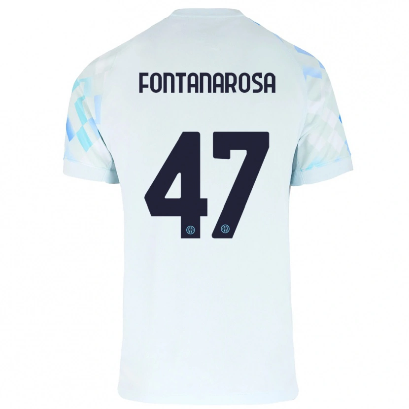 Danxen Børn Alessandro Fontanarosa #47 Hvid Blå Udebane Spillertrøjer 2025/26 Trøje T-Shirt
