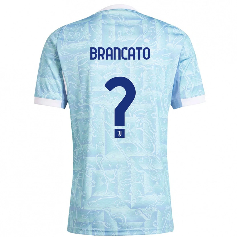 Danxen Børn Alessandro Brancato #0 Lyseblå Gul Udebane Spillertrøjer 2025/26 Trøje T-Shirt