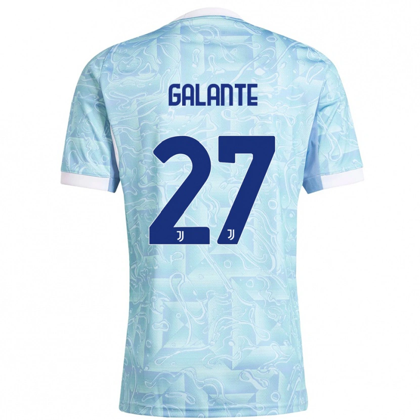 Danxen Børn Tommaso Galante #27 Lyseblå Gul Udebane Spillertrøjer 2025/26 Trøje T-Shirt