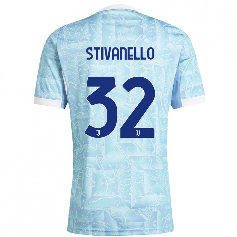 Danxen Børn Riccardo Stivanello #32 Lyseblå Gul Udebane Spillertrøjer 2025/26 Trøje T-Shirt