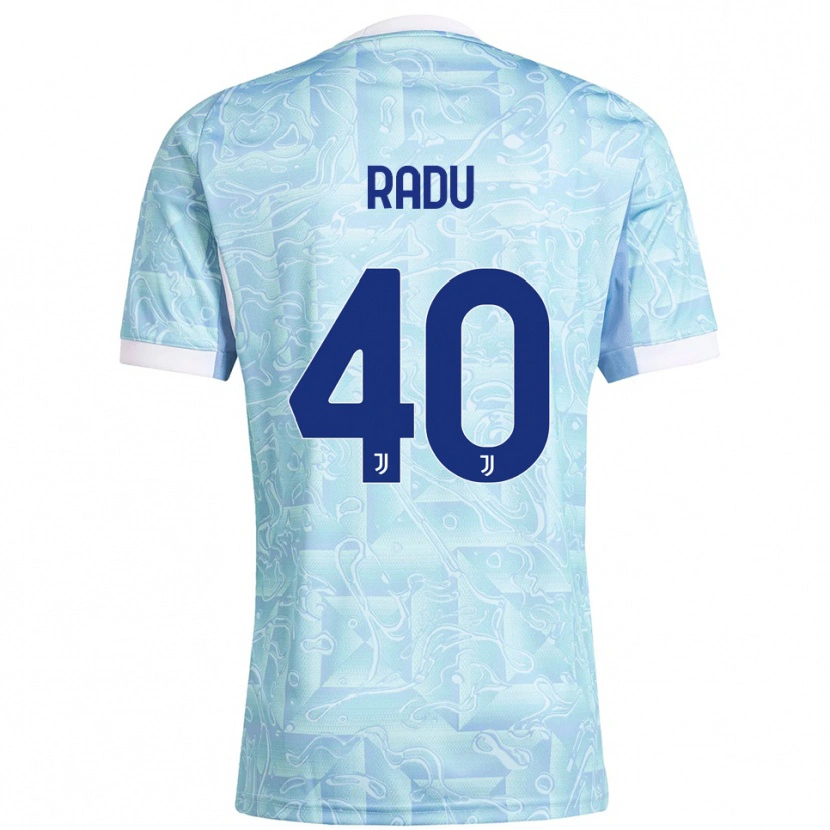 Danxen Børn Riccardo Radu #40 Lyseblå Gul Udebane Spillertrøjer 2025/26 Trøje T-Shirt