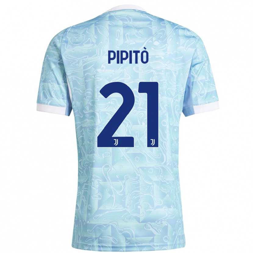 Danxen Børn Giuseppe Pipitò #21 Lyseblå Gul Udebane Spillertrøjer 2025/26 Trøje T-Shirt