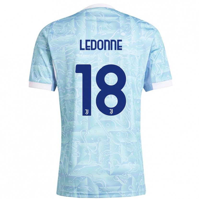 Danxen Børn Nicolò Ledonne #18 Lyseblå Gul Udebane Spillertrøjer 2025/26 Trøje T-Shirt