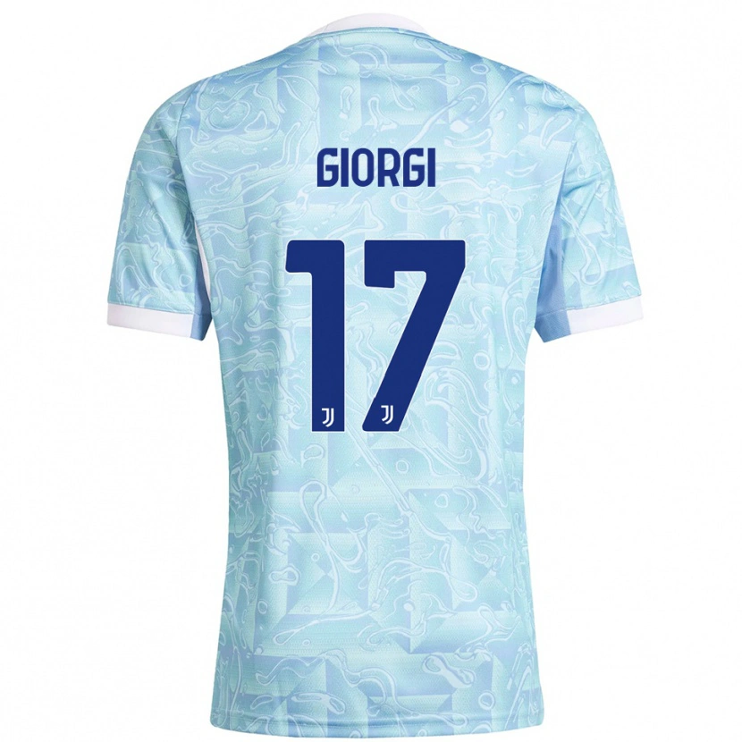 Danxen Børn Lorenzo Giorgi #17 Lyseblå Gul Udebane Spillertrøjer 2025/26 Trøje T-Shirt