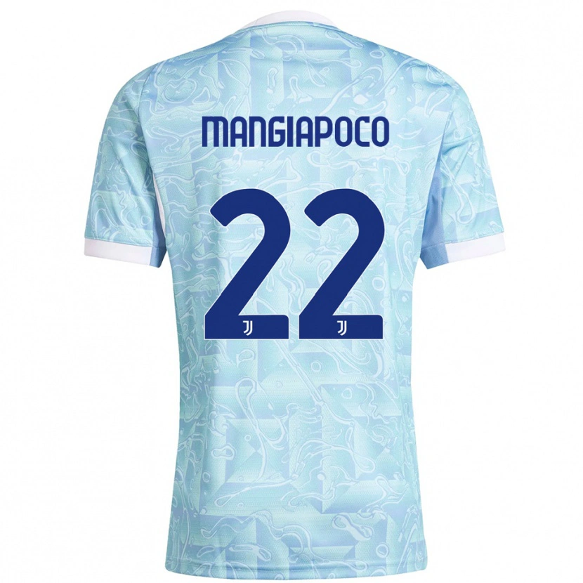 Danxen Børn Stefano Mangiapoco #22 Lyseblå Gul Udebane Spillertrøjer 2025/26 Trøje T-Shirt
