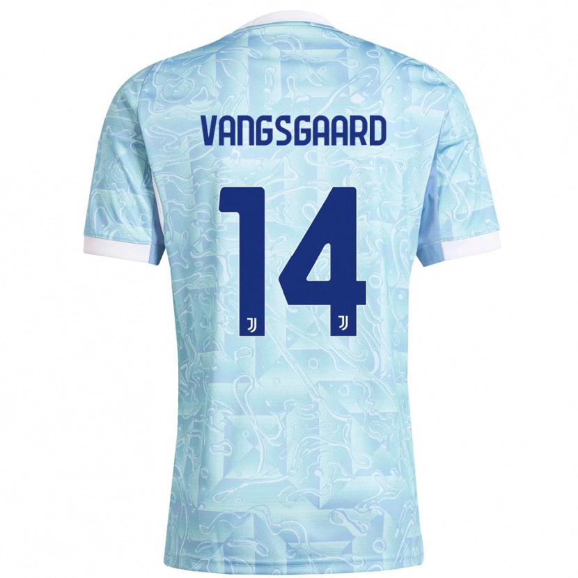 Danxen Børn Amalie Jørgensen Vangsgaard #14 Lyseblå Gul Udebane Spillertrøjer 2025/26 Trøje T-Shirt