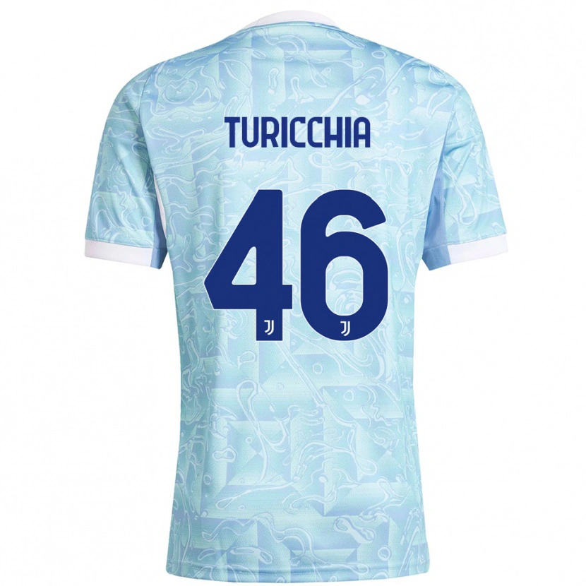 Danxen Børn Riccardo Turicchia #46 Lyseblå Gul Udebane Spillertrøjer 2025/26 Trøje T-Shirt