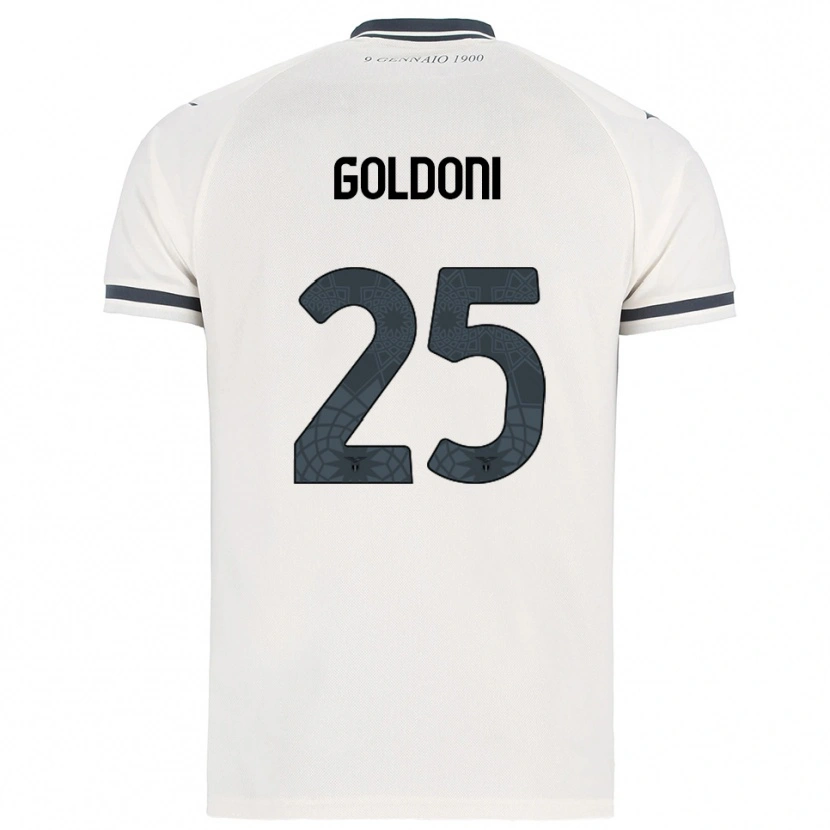 Danxen Børn Eleonora Maria Goldoni #25 Hvid Navy Udebane Spillertrøjer 2025/26 Trøje T-Shirt
