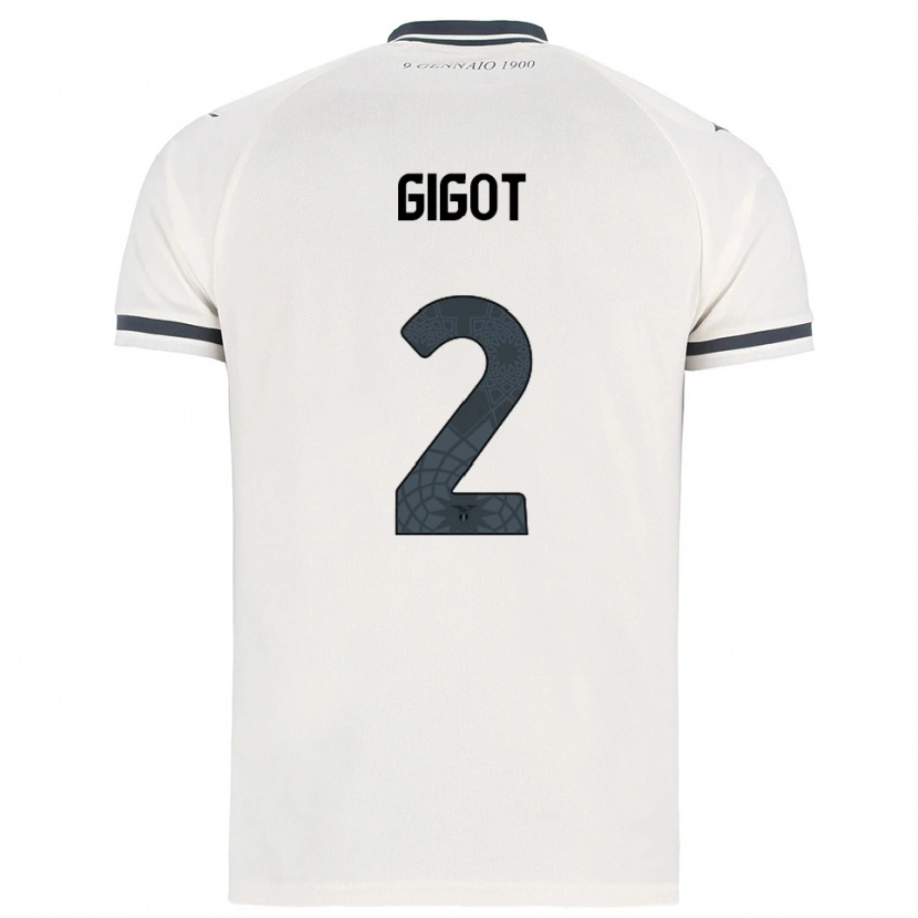 Danxen Børn Samuel Gigot #2 Hvid Navy Udebane Spillertrøjer 2025/26 Trøje T-Shirt