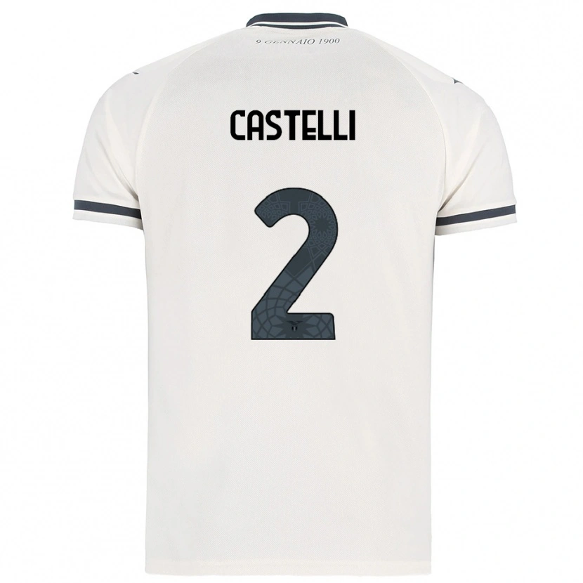 Danxen Børn Valerio Castelli #2 Hvid Navy Udebane Spillertrøjer 2025/26 Trøje T-Shirt