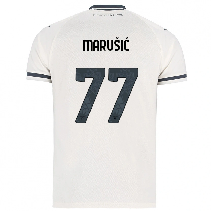 Danxen Børn Adam Marusic #77 Hvid Navy Udebane Spillertrøjer 2025/26 Trøje T-Shirt
