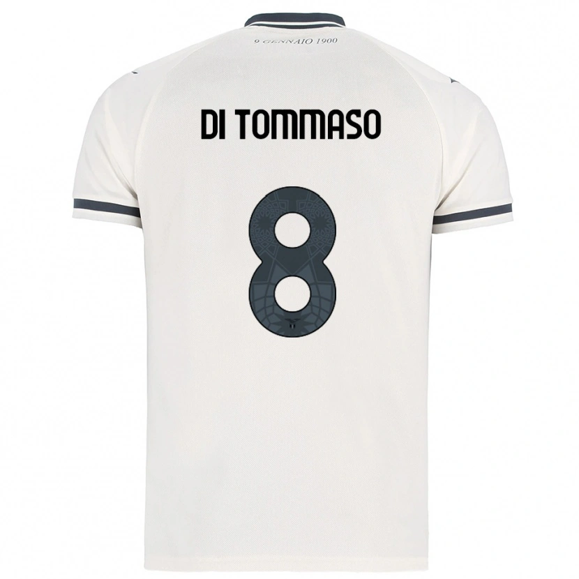 Danxen Børn Leonardo Di Tommaso #8 Hvid Navy Udebane Spillertrøjer 2025/26 Trøje T-Shirt