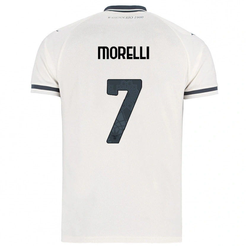 Danxen Børn Matteo Morelli #7 Hvid Navy Udebane Spillertrøjer 2025/26 Trøje T-Shirt