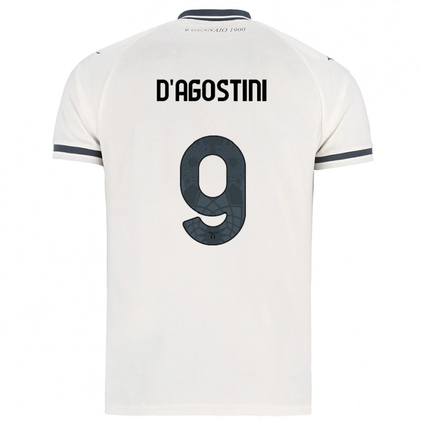 Danxen Børn Lorenzo D'agostini #9 Hvid Navy Udebane Spillertrøjer 2025/26 Trøje T-Shirt