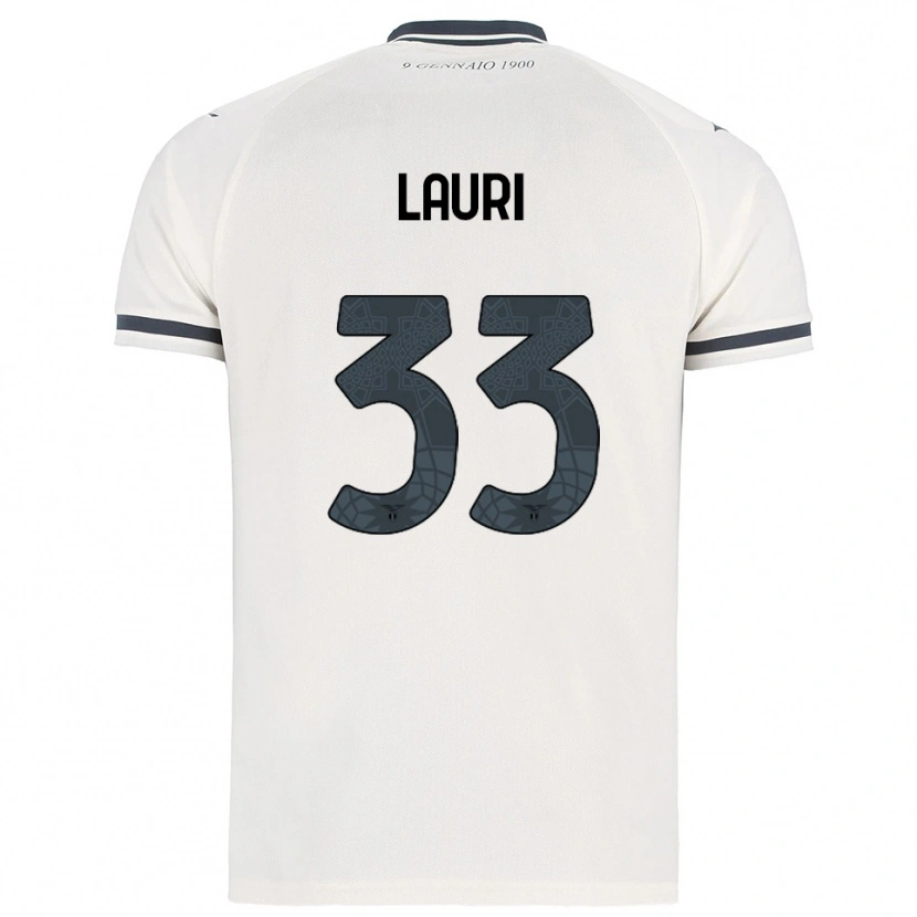 Danxen Børn Giacomo Lauri #33 Hvid Navy Udebane Spillertrøjer 2025/26 Trøje T-Shirt