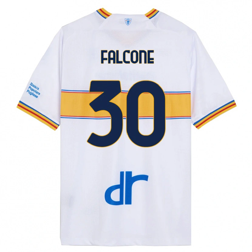 Danxen Børn Wladimiro Falcone #30 Hvid Gul Udebane Spillertrøjer 2025/26 Trøje T-Shirt
