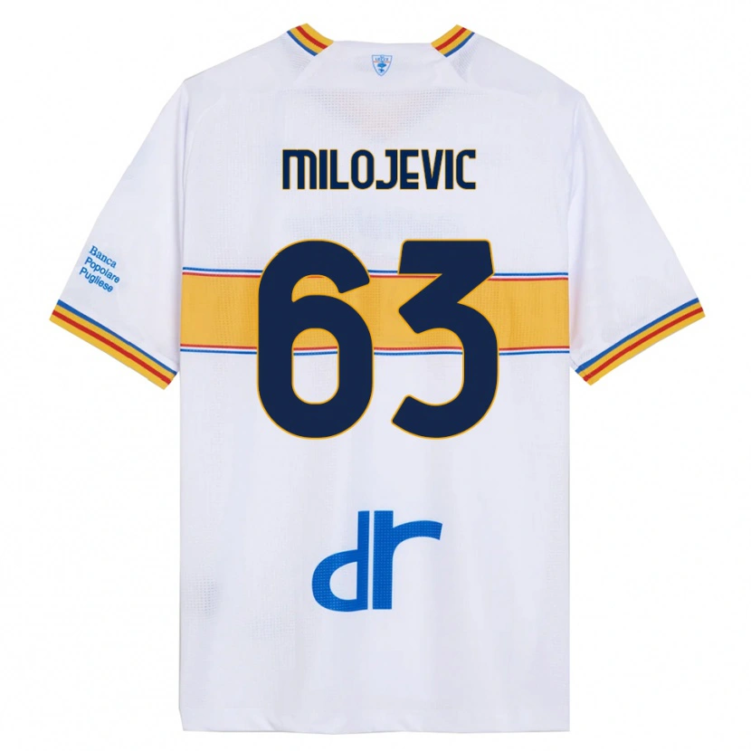 Danxen Børn Nemanja Milojevic #63 Hvid Gul Udebane Spillertrøjer 2025/26 Trøje T-Shirt